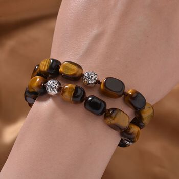Doppellagiges, gelbes Tigerauge-Armband, 18 cm - 200 ct.