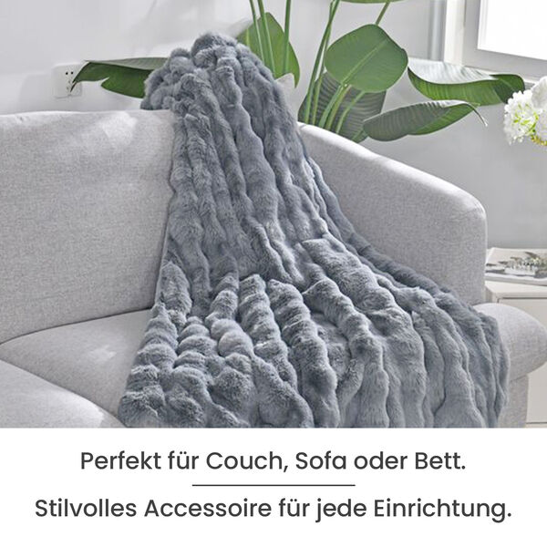 Kunstfell Decke, grau image number 4