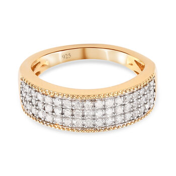 Diamant Cluster Ring 925 Silber Gelbgold Vermeil (Gr&ouml;&szlig;e 16.00) ca. 0,33 ct