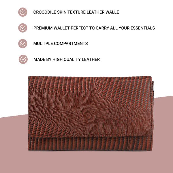 Geldb&ouml;rse aus 100% echtem Leder, RFID gesch&uuml;tzt, Eidechsenpr&auml;gung, braun image number 3