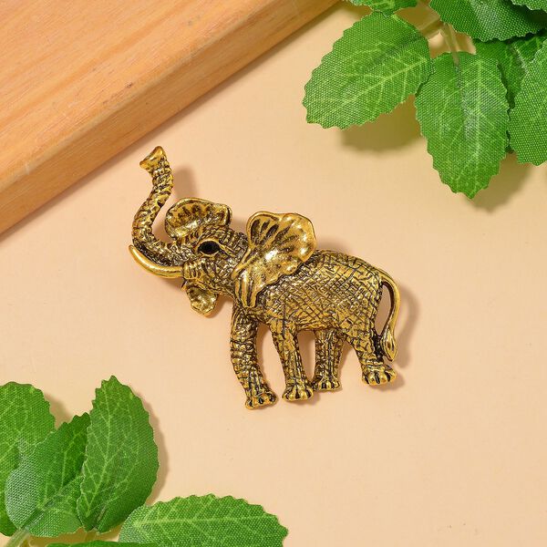 Schwarzer Kristall Brosche Antikes Gold image number 2