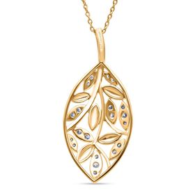 LUXURIANT SI Labor Diamant Anh&auml;nger mit 50cm Kette, 925 Silber mit 750 Gelbgold Vermeil - 0,24 ct.