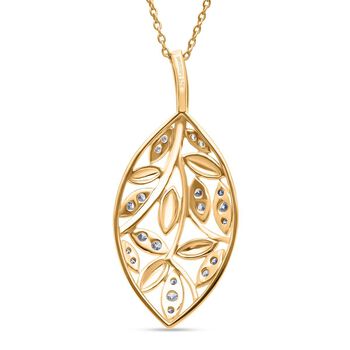 LUXURIANT SI Labor Diamant Anh&auml;nger mit 50cm Kette, 925 Silber mit 750 Gelbgold Vermeil - 0,24 ct.