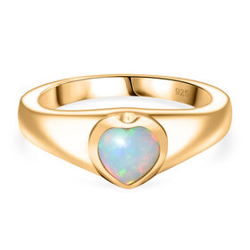 AA Natürlicher, äthiopischer Welo Opal Ring 925 Silber 750 Gelb Vergoldet (Größe 19.00) ca. 0,55 ct