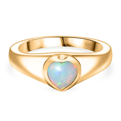 AA Natürlicher, äthiopischer Welo Opal Ring 925 Silber 750 Gelb Vergoldet (Größe 19.00) ca. 0,55 ct image number 0