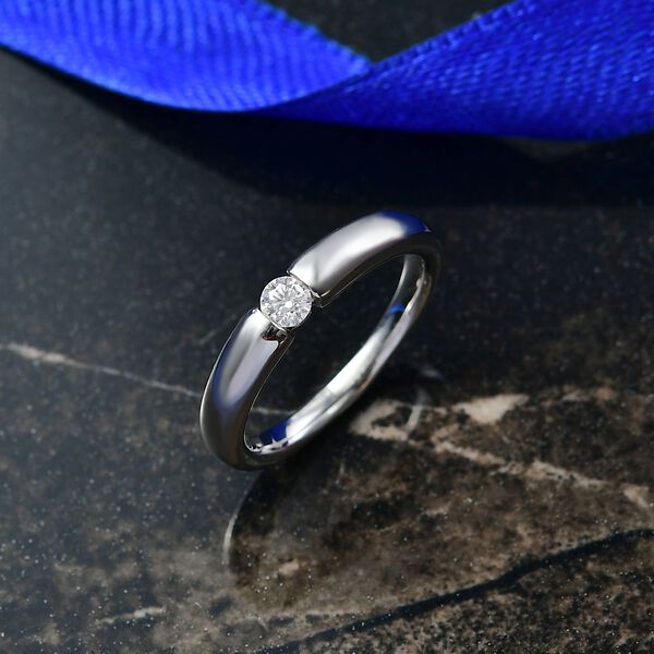 Moissanit Ring 925 Silber platiniert (Gr&ouml;&szlig;e 20.00) ca. 0,16 ct image number 2