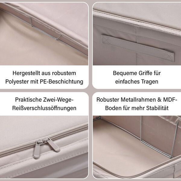 Faltbare Aufbewahrungsbox aus Stoff mit Metallrahmen und PVC Fenster, 60 x 40 x 16 cm, Beige image number 4