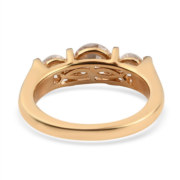 LUSTRO STELLA Hergestellt mit ZIRKONIA 3 Stein Ring 925 Silber 585 Vergoldet (Gr&ouml;&szlig;e 16.00) image number 4