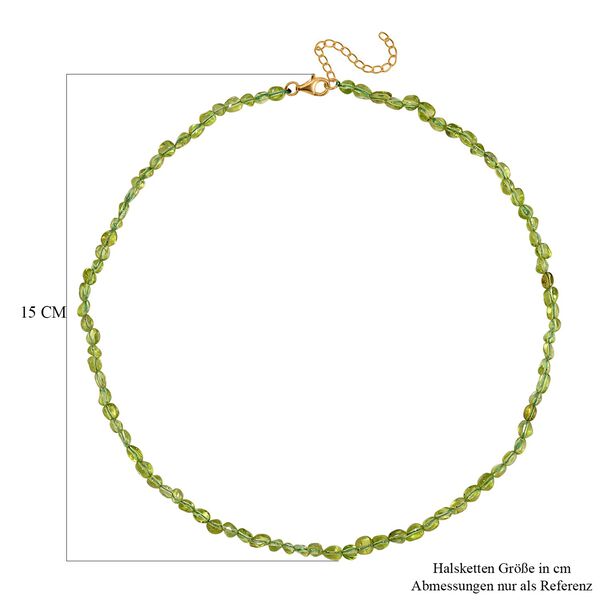 Peridot Halskette ca. 45 cm+ 5 cm Extender, 925 Silber vergoldet ca. 65,00 ct. image number 5