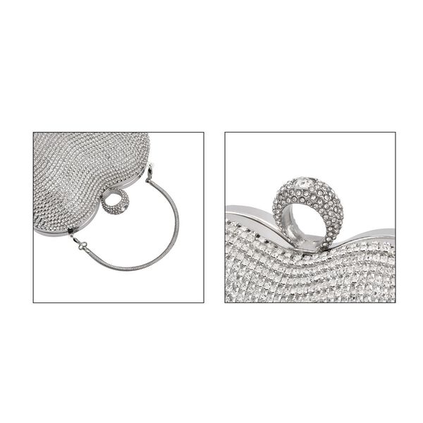 Herzf&ouml;rmige Clutch mit Kristallen, 15x16cm, silberfarben image number 5