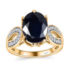 Diffundierter blauer Saphir, Weißer Zirkon Ring, 925 Silber Gelbgold Vermeil (Größe 17.00) ca. 4.57 ct image number 3