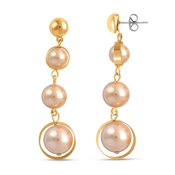 Goldene Muschelkernperlen-Ohrringe - 35 ct. image number 4