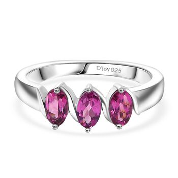 D'Joy Nat&uuml;rlicher Rhodolith Granat Ring 925 Silber platiniert (Gr&ouml;&szlig;e 18.00) ca. 0.91 ct