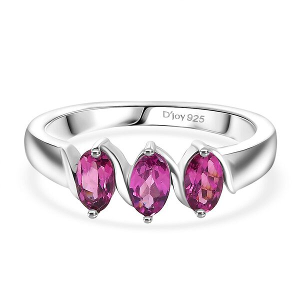 D'Joy Rhodolith Granat Ring, 925 Silber platiniert - 0,91 ct.