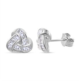 Liebesknoten weiße Zirkonia-Ohrringe, 925 Silber rhodiniert - 2,20 ct.