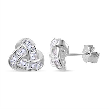 Liebesknoten wei&szlig;e Zirkonia-Ohrringe, 925 Silber rhodiniert - 2,20 ct.