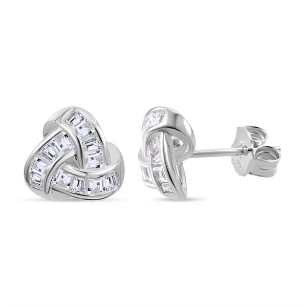 Liebesknoten wei&szlig;e Zirkonia-Ohrringe, 925 Silber rhodiniert - 2,20 ct.