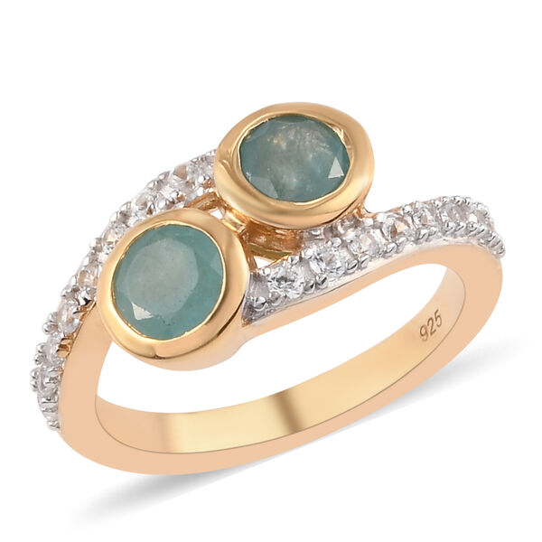 Grandidierit und Zirkon Bypass Ring 925 Silber vergoldet  ca. 1,34 ct image number 4