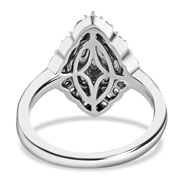AAA Tansanit und Zirkon Cluster-Ring, 925 Silber platiniert  ca. 1,37 ct image number 7