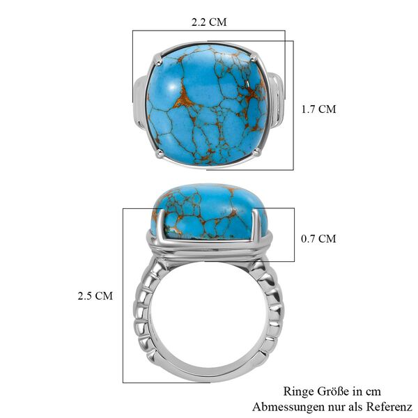 Blaues Türkis Ring, Edelstahl (Größe 16.00) ca. 13.98 ct image number 7