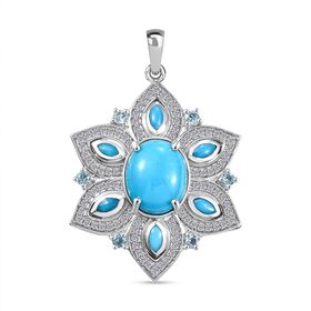 Sleeping Beauty Türkis, Paraiba Apatit und Zirkon Anhänger - 4,33 ct.