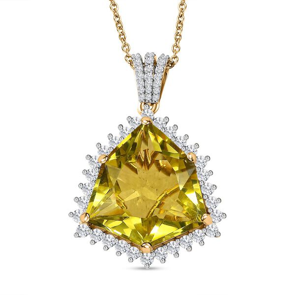 AA Ouro Verde Quarz und Zirkon Anhänger mit Kette - 22,25 ct. image number 0