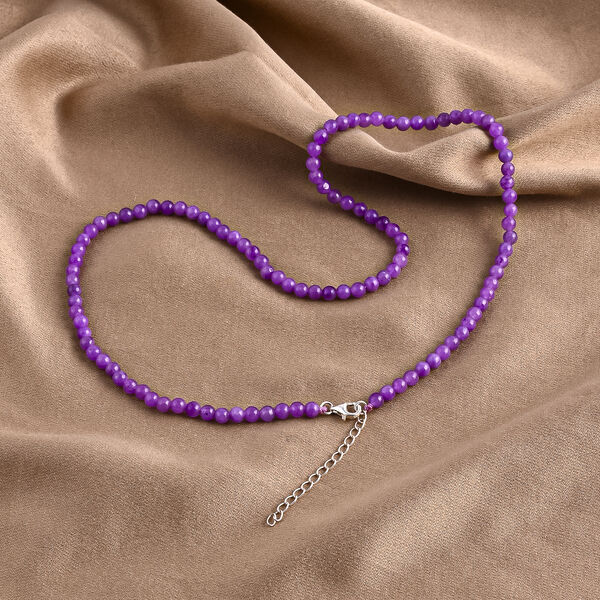 Lila Jade Halskette ca. 50 cm 925 Silber (gefärbte Jadeit) ca. 80.00 ct image number 1