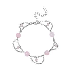 Rosenquarz Armband ca. 19 cm Reiner Edelstahl ca. 20.00 ct