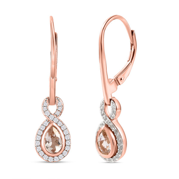 Morganit und wei&szlig;e Zirkon-Ohrringe, 925 Silber Ros&eacute;gold Vermeil ca. 1,23 ct image number 4