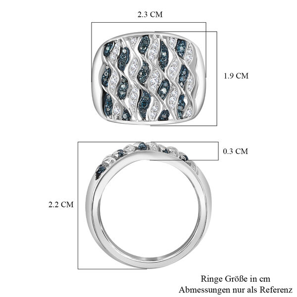 GP Royal Art Deco Kollektion - Wei&szlig;er und blauer Diamant und Kanchanaburi blauer Saphir-Ring - 0,52 ct. image number 7