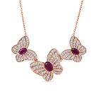 AA Afrikanischer Rubin (Fissure gefüllt) Halskette ca. 45 cm 925 Silber 750 Roségold Vermeil (10-15 Werktage Lieferzeit) ca. 4.95 ct
