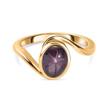 Sternrubin Ring, 925 Silber vergoldet (Gr&ouml;&szlig;e 19.00) ca. 2.52 ct