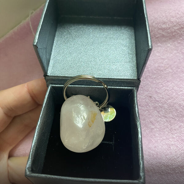 Rosenquarz Schlüsselanhänger, silberfarben ca. 67,00 ct image number 3