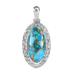 Blaues Türkis Anhänger  Edelstahl ca. 12.15 ct