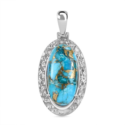 Blaues Türkis Anhänger  Edelstahl ca. 12.15 ct image number 0