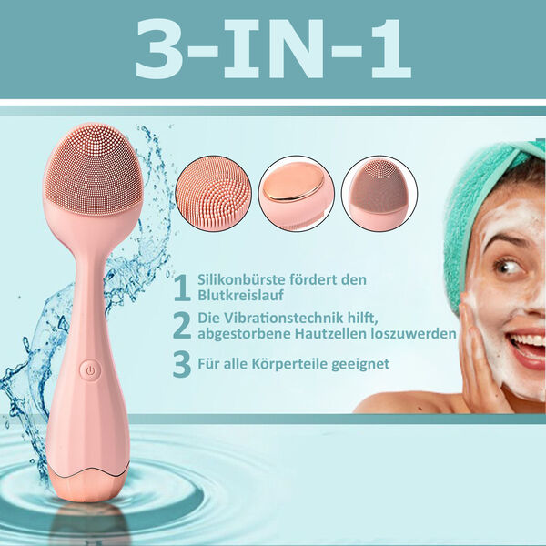 Elektrische Gesichtsreinigungsb&uuml;rste mit USB-Kabel, Rosa image number 5