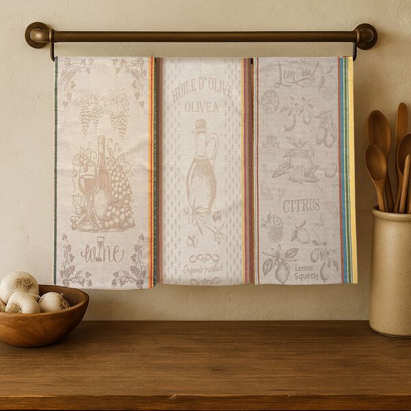 LIVMORE Set aus 3 Jacquard K&uuml;chenhandt&uuml;chern, 50 x 70 cm