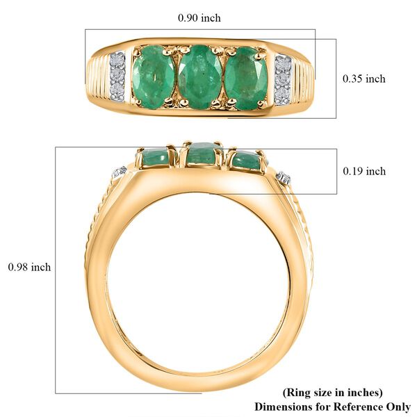 AA Kagem Sambischer Smaragd, weißer Zirkon Ring, 925 Silber Gelbgold Vermeil (Größe 18.00) ca. 1.40 ct image number 6