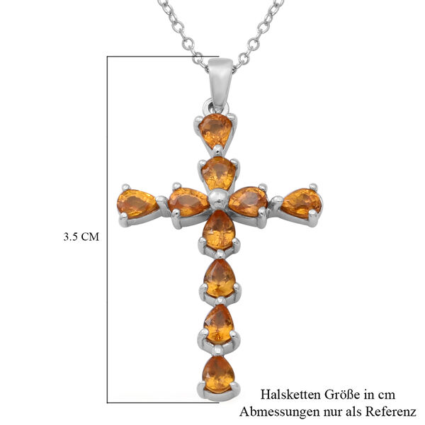 Oranger Saphir Kreuz-Anhänger mit kette ca. 45 cm, 925 Silber platiniert ca. 1,80 ct image number 5