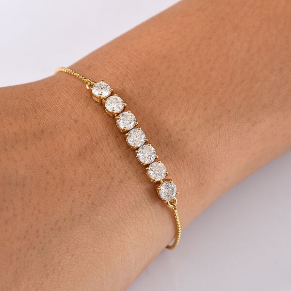 D joy 100 Facetten Moissanit Armband ca. 19 cm 925 Silber 750 Gelbgold Vermeil ca. 3.38 ct image number 3