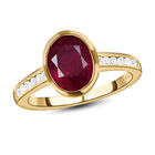 Afrikanischer Rubin und weißer Zirkon-Ring, 925 Silber vergoldet  ca. 2,94 ct image number 3