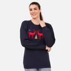 Damen Strick Sweatshirt mit Applikation, Größe 40, Dunkelblau image number 3