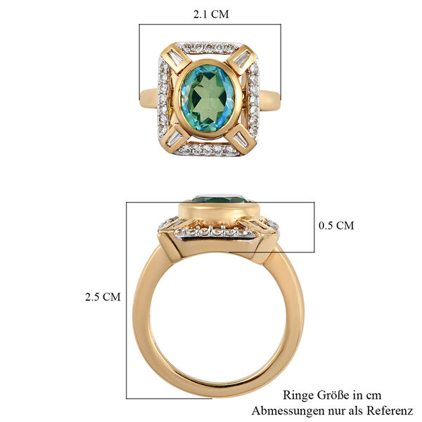 Pfau Triplett Quarz und Zirkon Ring 925 Silber vergoldet image number 7