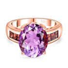 Rose De France Amethyst, Roter Granat Ring, 925 Silber, 750 Roségold Vermeil (Größe 17.00), ca. 5.46 ct