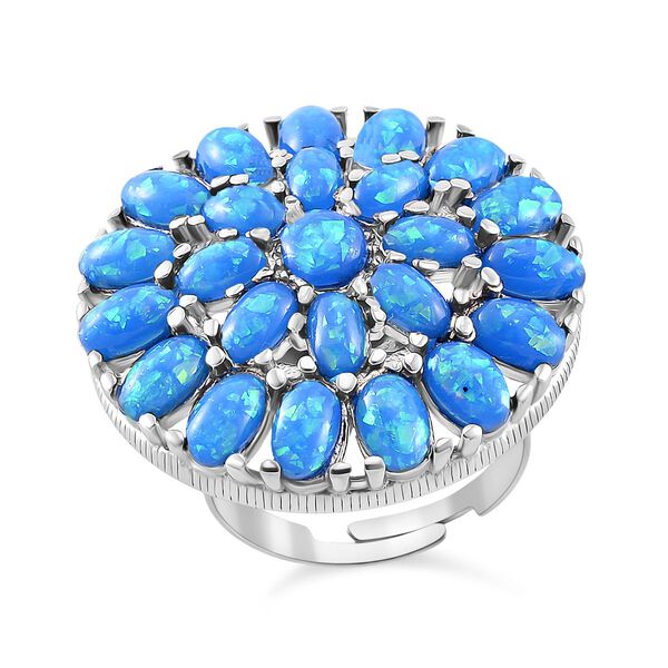 Simulierter Hellblauer Opal Ring, flexibel (Gr&ouml;&szlig;e 17.00-19.00), 316L Edelstahl