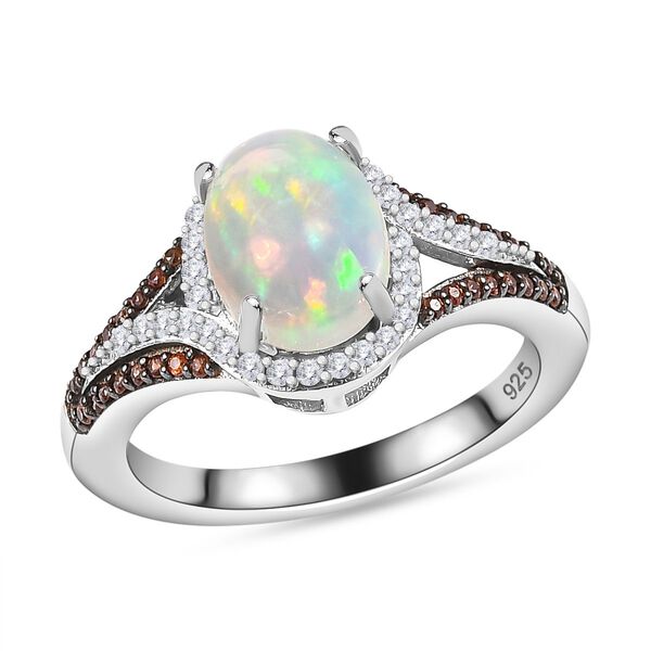 AA Natürlicher, äthiopischer Welo Opal, Champagner und weißer Zirkon-Ring - 2,27 ct. image number 4