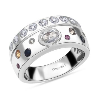 D joy AAA Premium Malagasy Regenbogen Mondstein, Mehrfarbig Saphir Ring 925 Silber rhodiniert (Gr&ouml;&szlig;e 17.00) ca. 1.35 ct