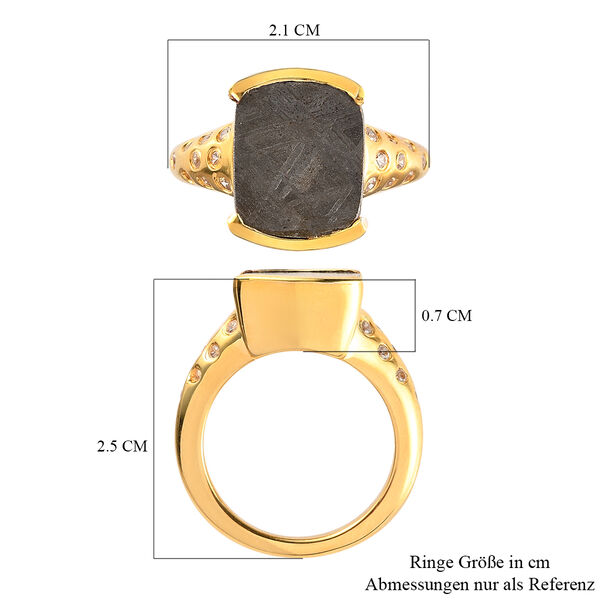Meteorit und Zirkon-Ring, 925 Silber Gelbgold Vermeil  ca. 9,95 ct image number 7