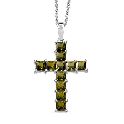 D'Joy Lustro Stella Peridot Zirkonia Schmuckset ca. 50 cm 925 Silber und Edelstahl