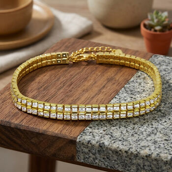 AAA Zirkonia Armband ca. 19 cm Messing vergoldet